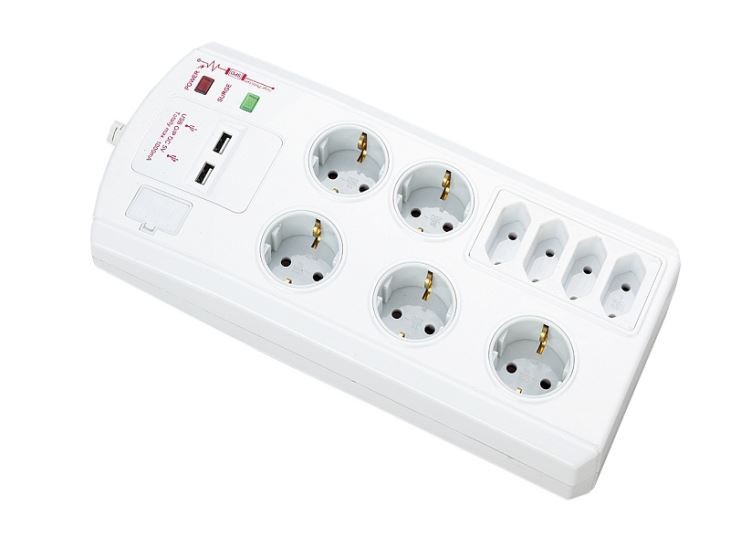 Hongyitech Group Surge Protector Power Strip Plug with 4-Port USB Charger and 4 AC Outlets