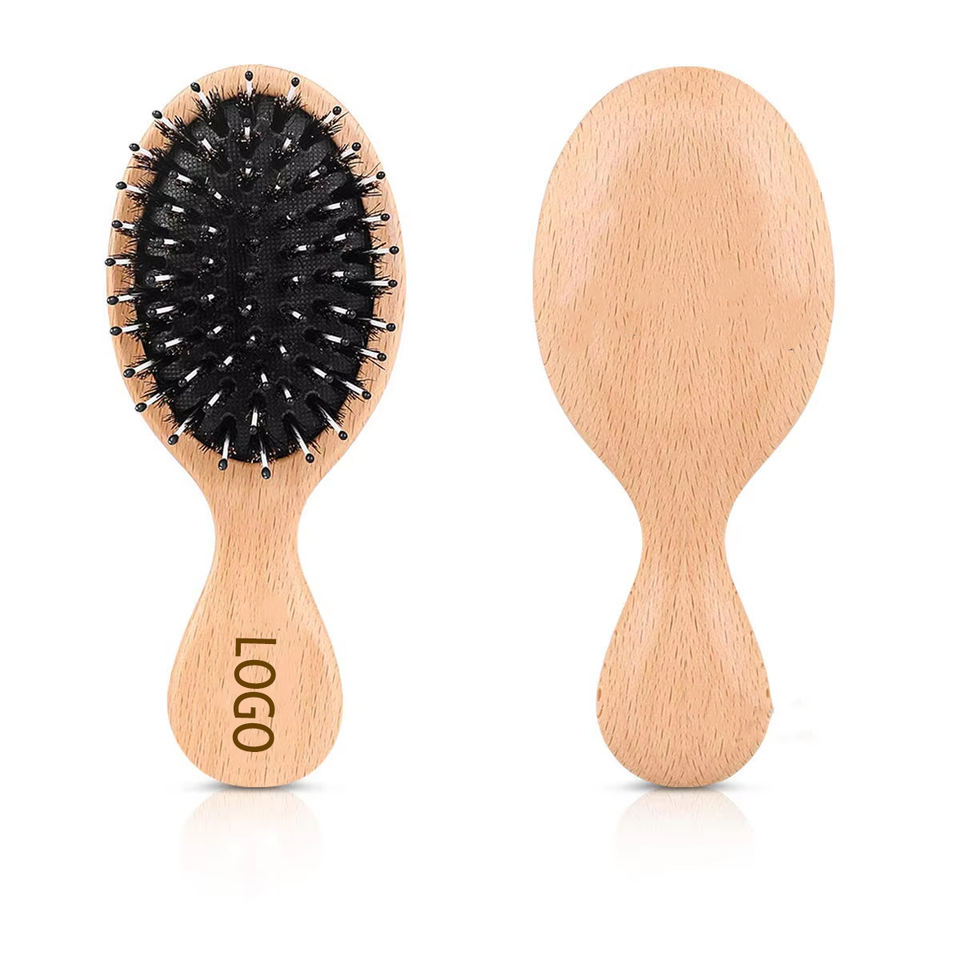Yiwu Xinyao Trading Co., Ltd. Custom Logo Small Paddle Hair Brush Mini Boar Bristle Hairbrush for Thick Curly Long...