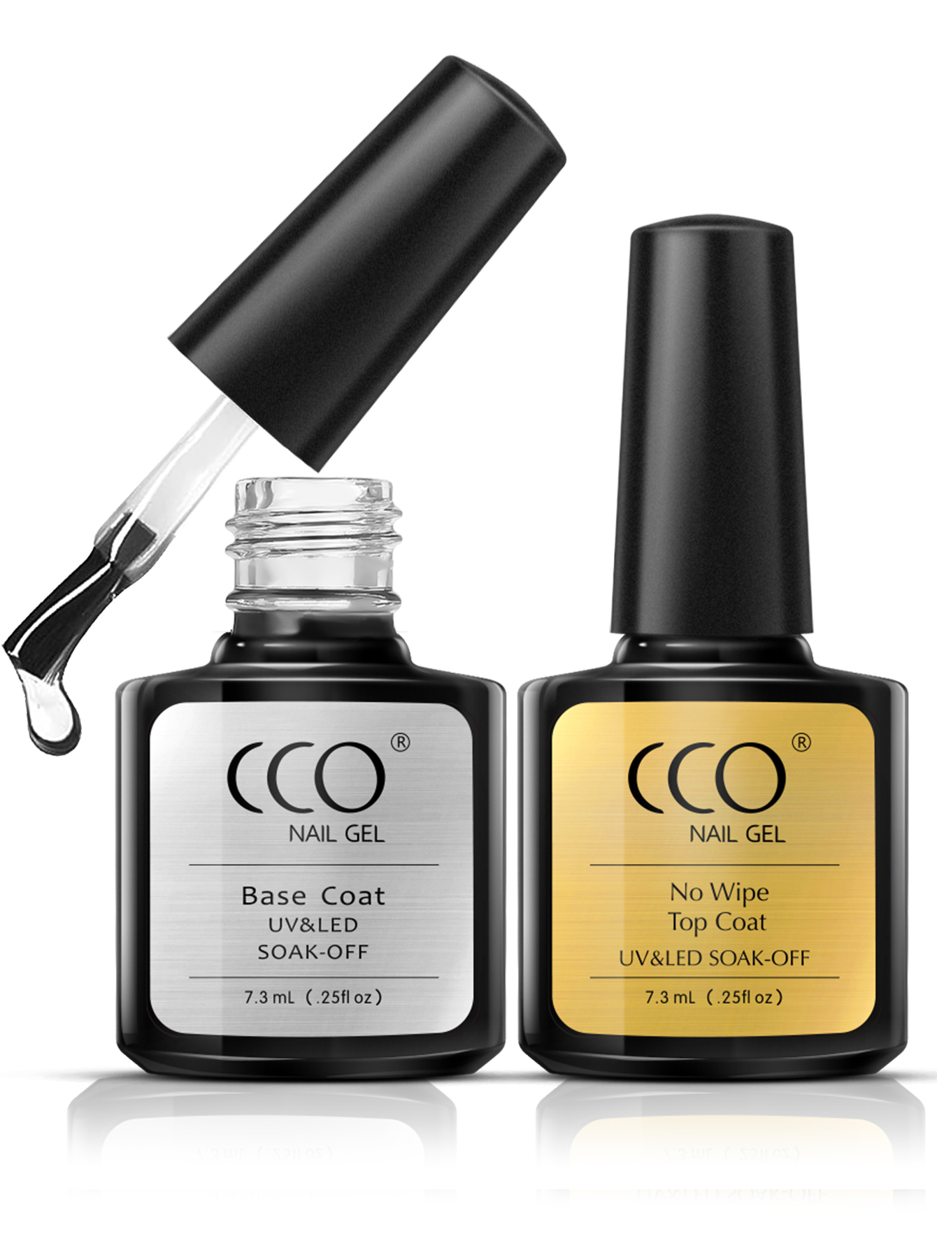 Guangzhou Cocome Cosmetics Co., Ltd. CCO Base Coat And Top Coat Gel Nail Polish Set 2 X 7.3ml, Removable Base Coat And...