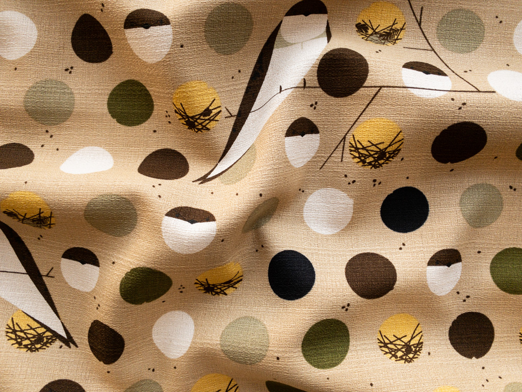 Stonemountain & Daughter Fabrics Charley Harper – Organic Cotton Barkcloth – Bank Swallow - Brown