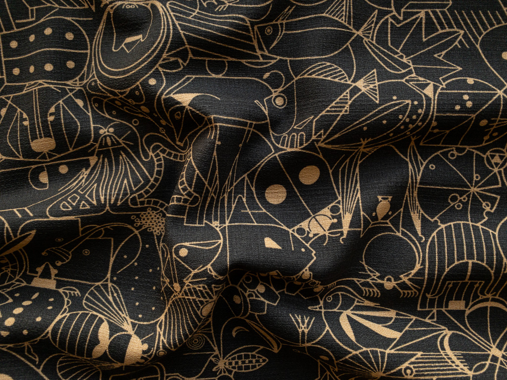 Stonemountain & Daughter Fabrics Charley Harper – Organic Cotton Barkcloth – End Papers - Cast Iron