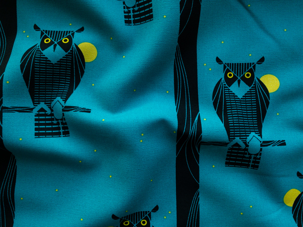 Stonemountain & Daughter Fabrics Charley Harper – Organic Cotton Canvas – Moon Owl