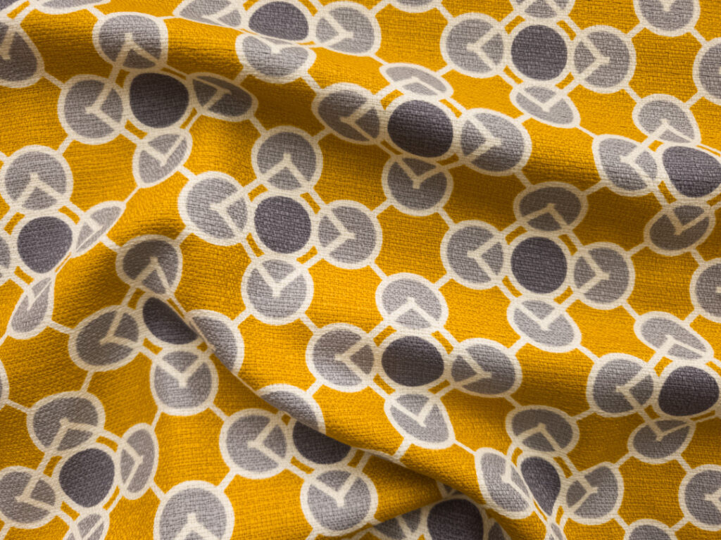 Organic Cotton Barkcloth – Frank Lloyd Wright - Prism - Gold/Gray