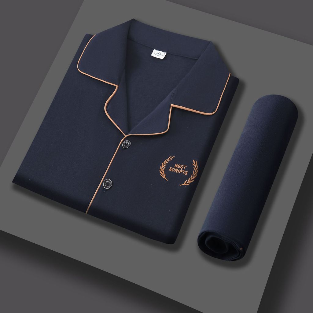 Sichuan Sustainable Garments Co., LTD Pijamas De Algodón Puro Hombres De Manga Corta Delgado Casual Cardigan Solapa Hombres...