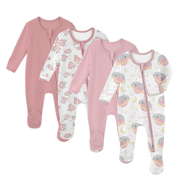 Jingzhou Xinyuan Clothing Co., Ltd. Breathable Lightweight Soft Skin Friendly Baby Girl Zipper Jumpsuit Romper Set for...