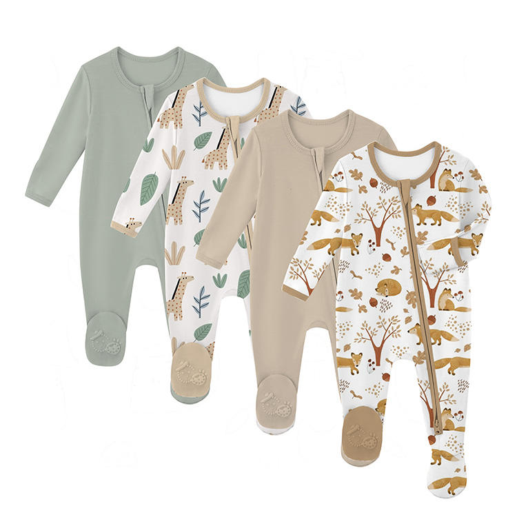 Jingzhou Xinyuan Clothing Co., Ltd. Customize Comfortable Organic Cotton Baby Animal Jumpsuit Footie Pajamas for Newborn...