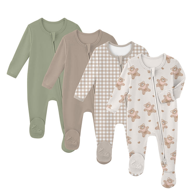 Soft Warm Skin Friendly Knitted Cotton Bamboo Baby Girl Summer Winter Romper Footie Pajamas Set