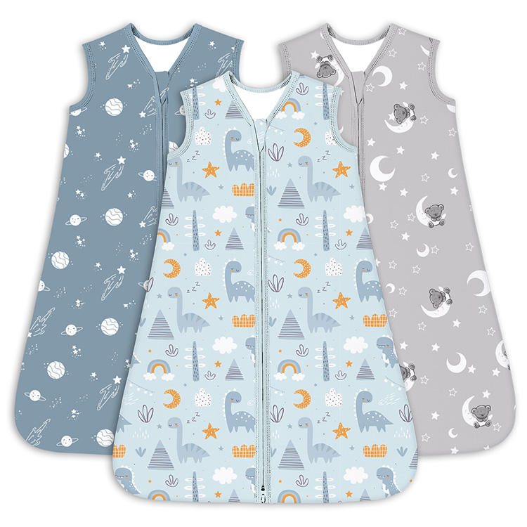 Customized Print Solid Color CPC GOTS Certified Zipper Bamboo Cotton Closure Baby Sleeping Bags
