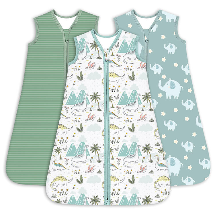 Custom Printed Logo 0.5 1 TOG Soft Swaddle Sleep Sacks Zipper Baby Sleeping Bags for Summer