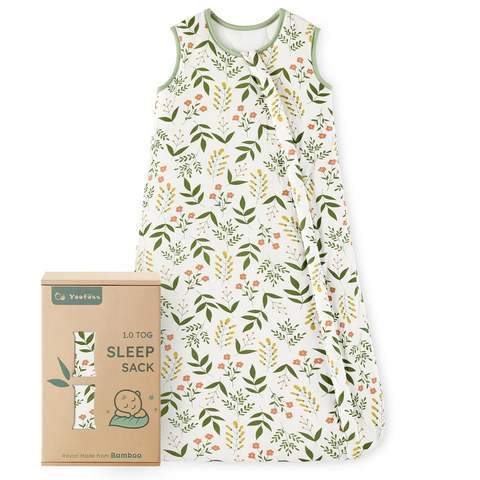 Negotiable Price Bamboo Spandex Baby Sleep Sack 1.0 Tog Floral Printed Zipper Closure Anti-Bacterial Eco-Friendly Breathable for