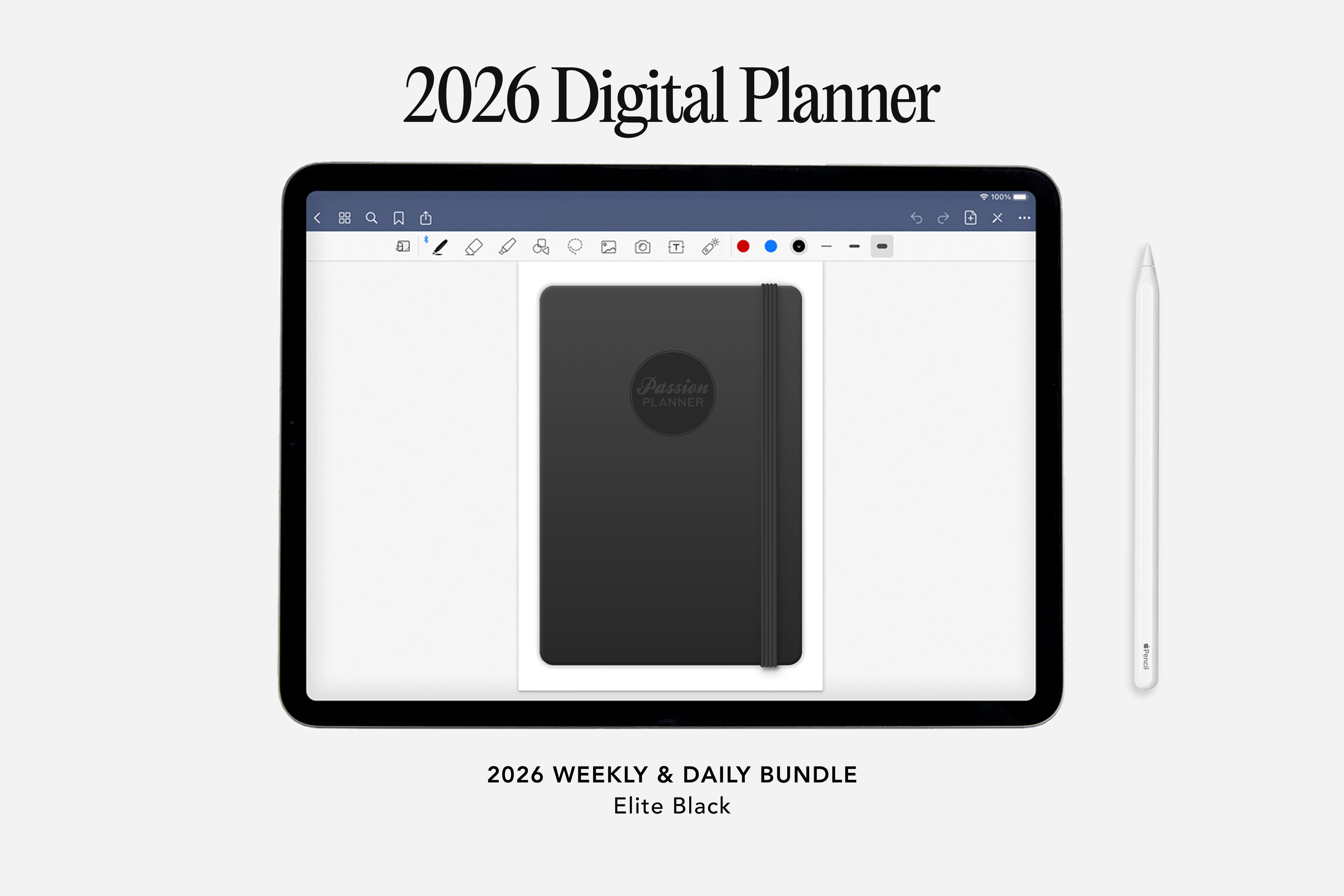 Passion Planner Digital Planner - 2026 Weekly & Daily - Elite Black Bundle