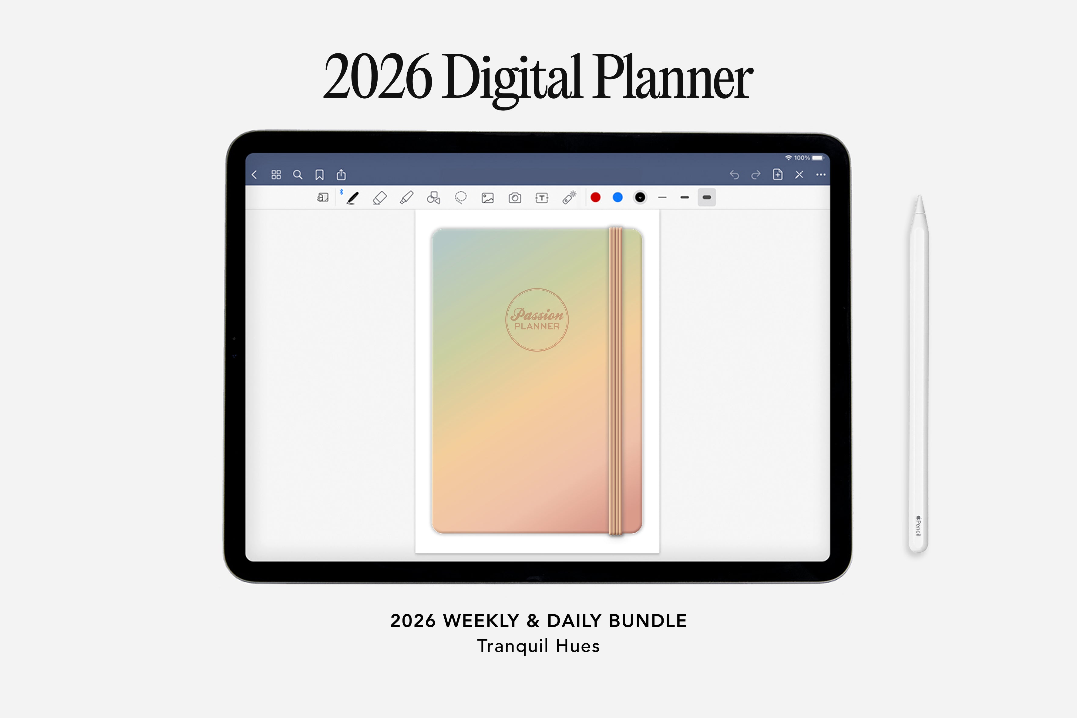 Passion Planner Digital Planner - 2026 Weekly & Daily - Tranquil Hues Bundle