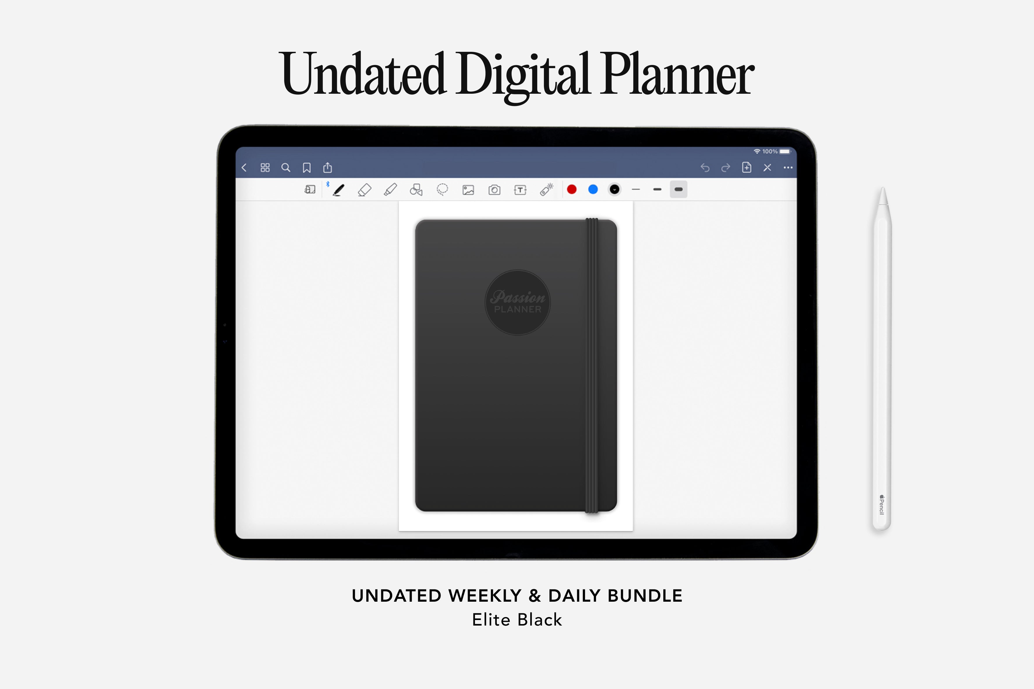 Passion Planner Digital Planner - Undated Weekly & Daily - Elite Black Bundle
