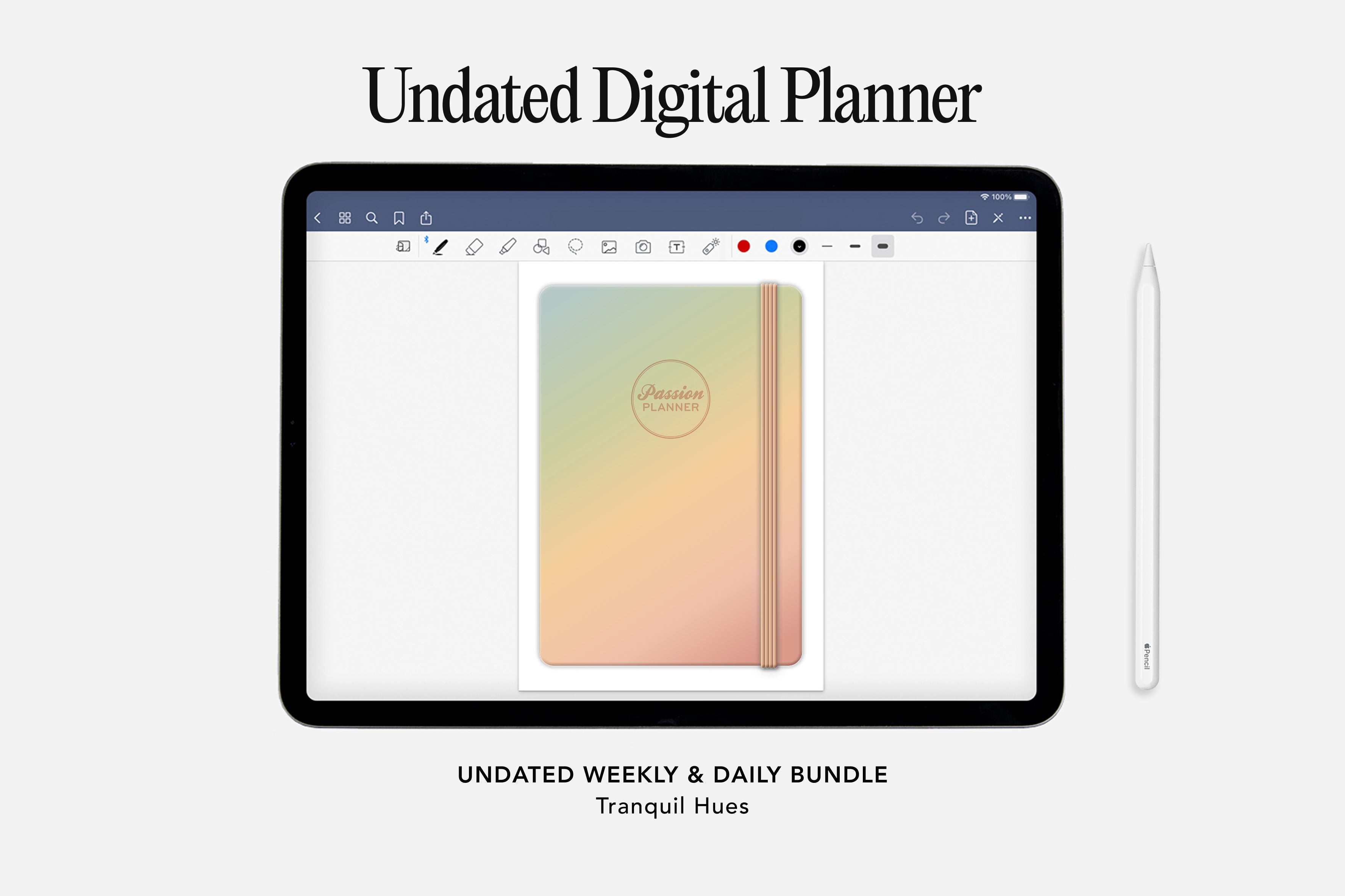Passion Planner Digital Planner - Undated Weekly & Daily - Tranquil Hues Bundle