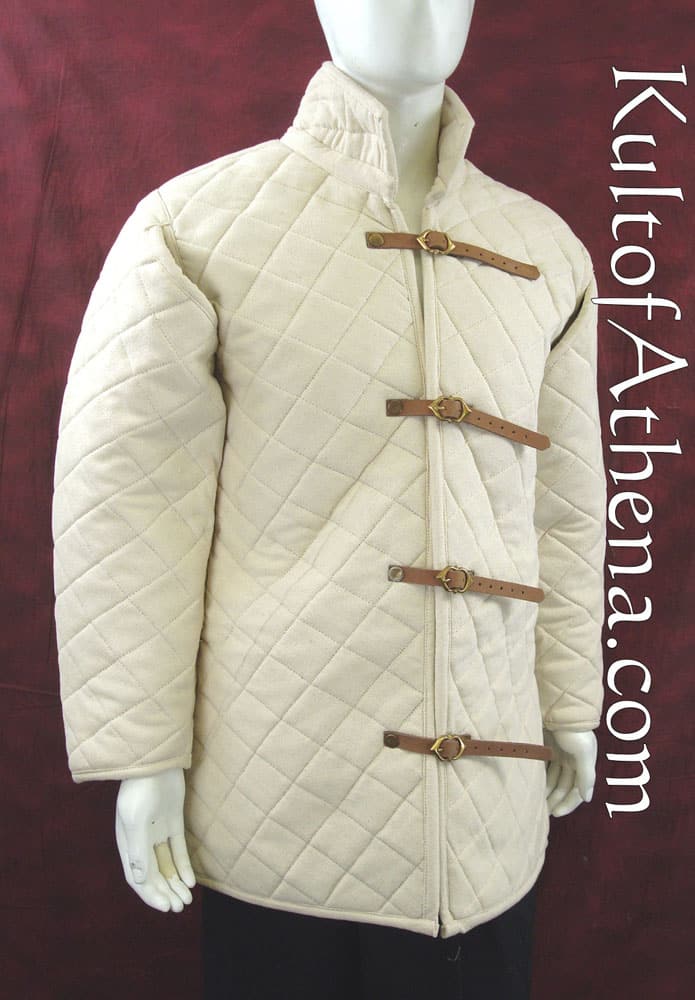 Kult of Athena Lord of Battles - Front Buckled Gambeson with Open Armpit Design - Natural
