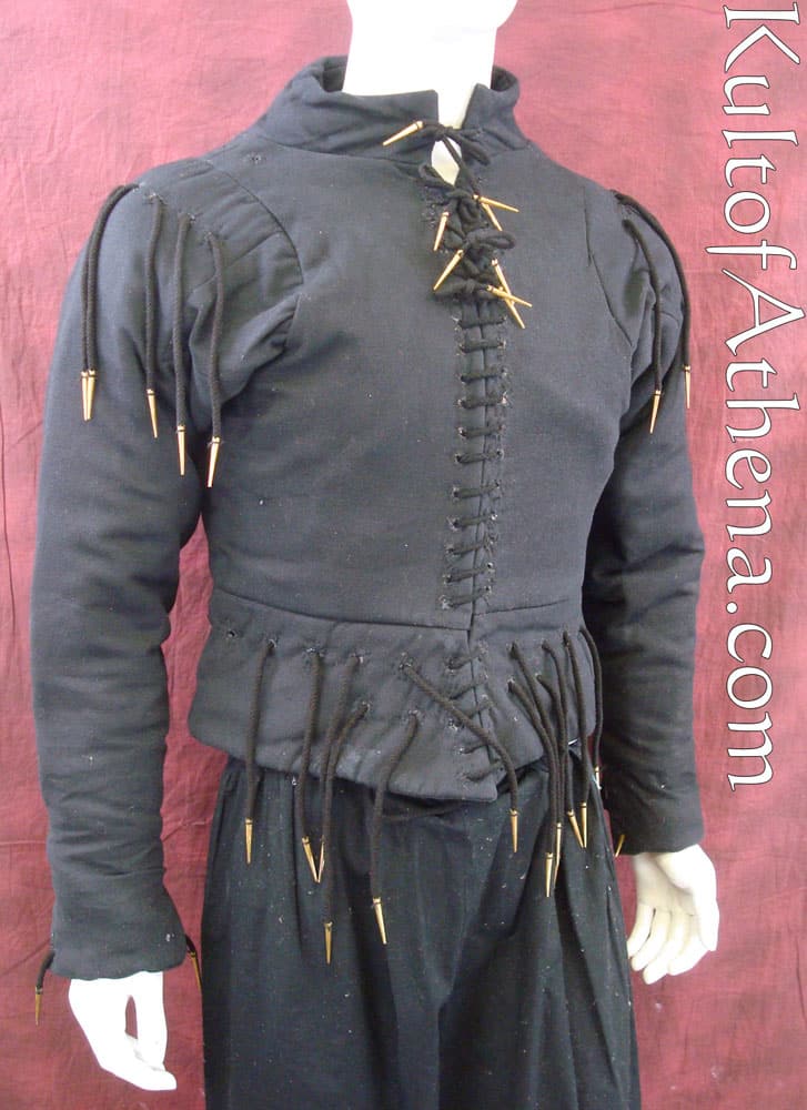 Kult of Athena 15th Century Arming Doublet - Black - Lord of Battles