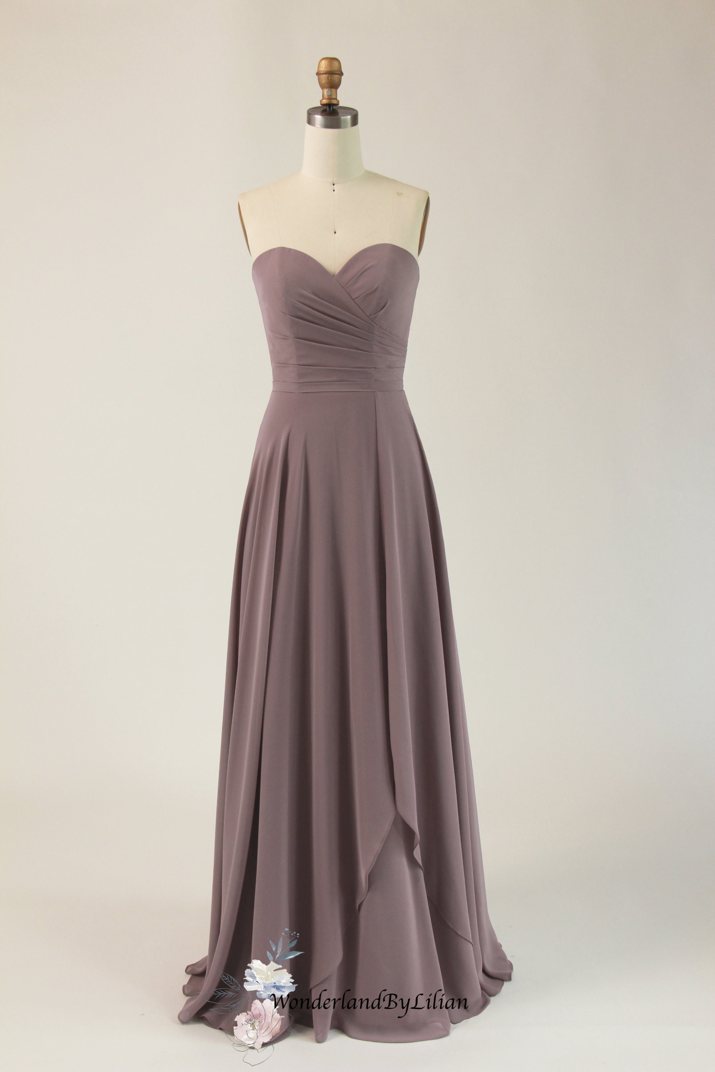 WonderlandByLilian Elegant Purple A-Line Strapless Bridesmaid Dress with Sweetheart Neckline - Strapless...