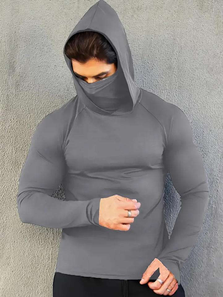 Shijiazhuang Fieste Industry Co., Ltd. Custom Logo Hooded Cycling Baselayer Shirt US Size Elastic Polyester Compression for...