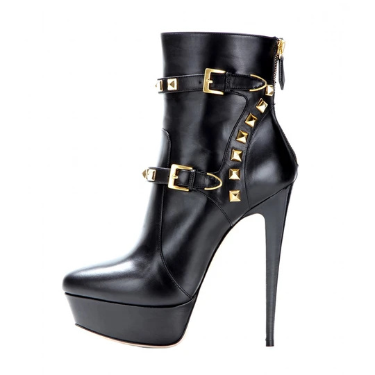 Lishangzi (XINZIRAIN Technology) OEM Round Toe Platform Boots – Buckle & Lace-Up Ankle Boots