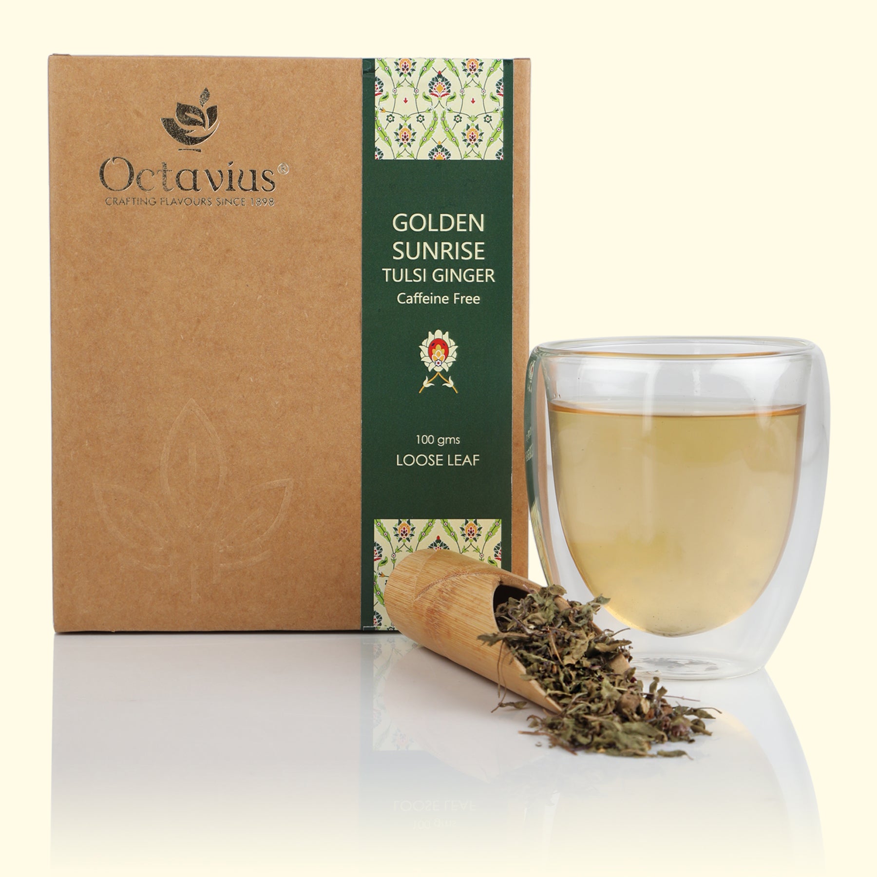 Octavius Golden Sunrise Tulsi Ginger Herbal Tea - 100 gms