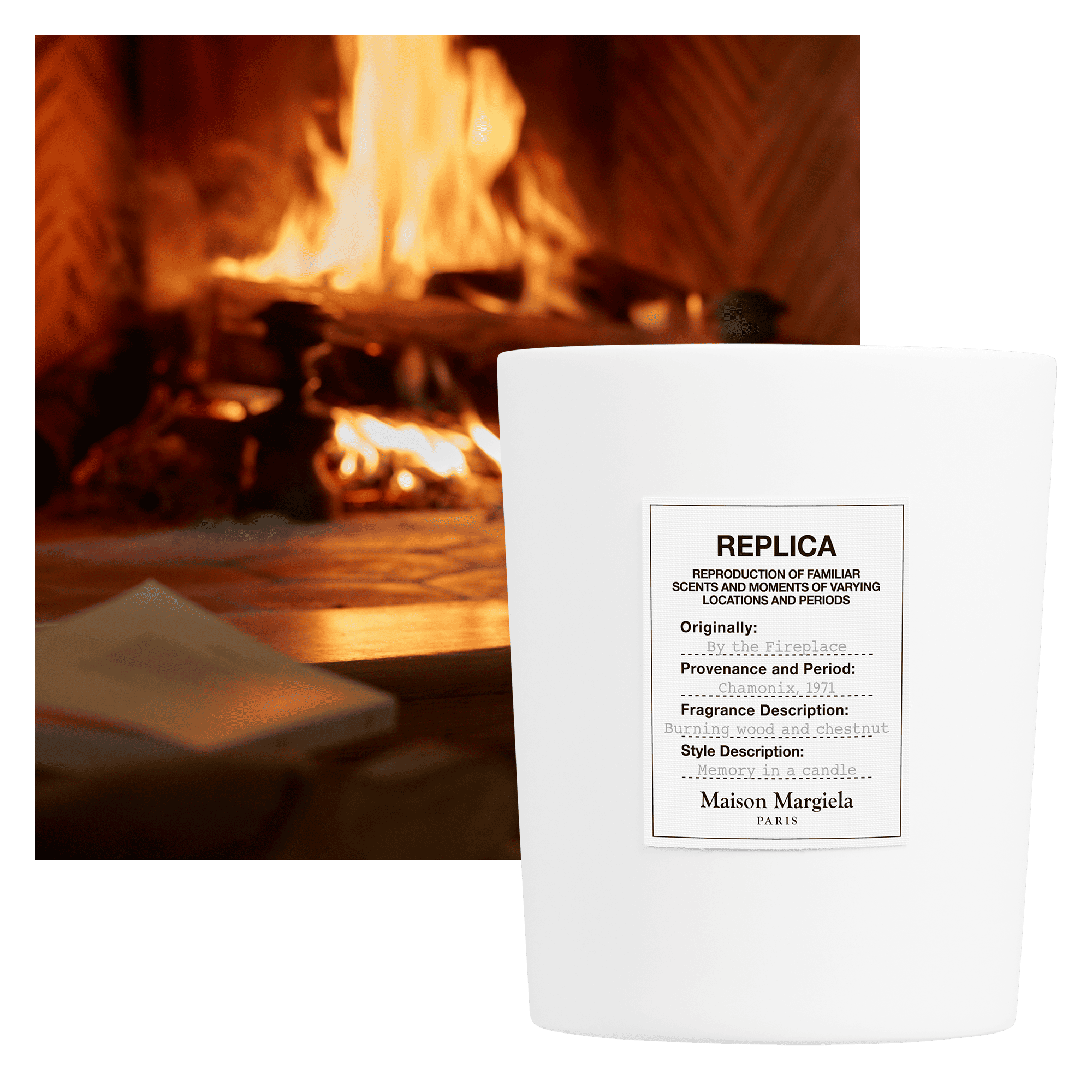 REPLICA By the Fireplace Ceramic Candle