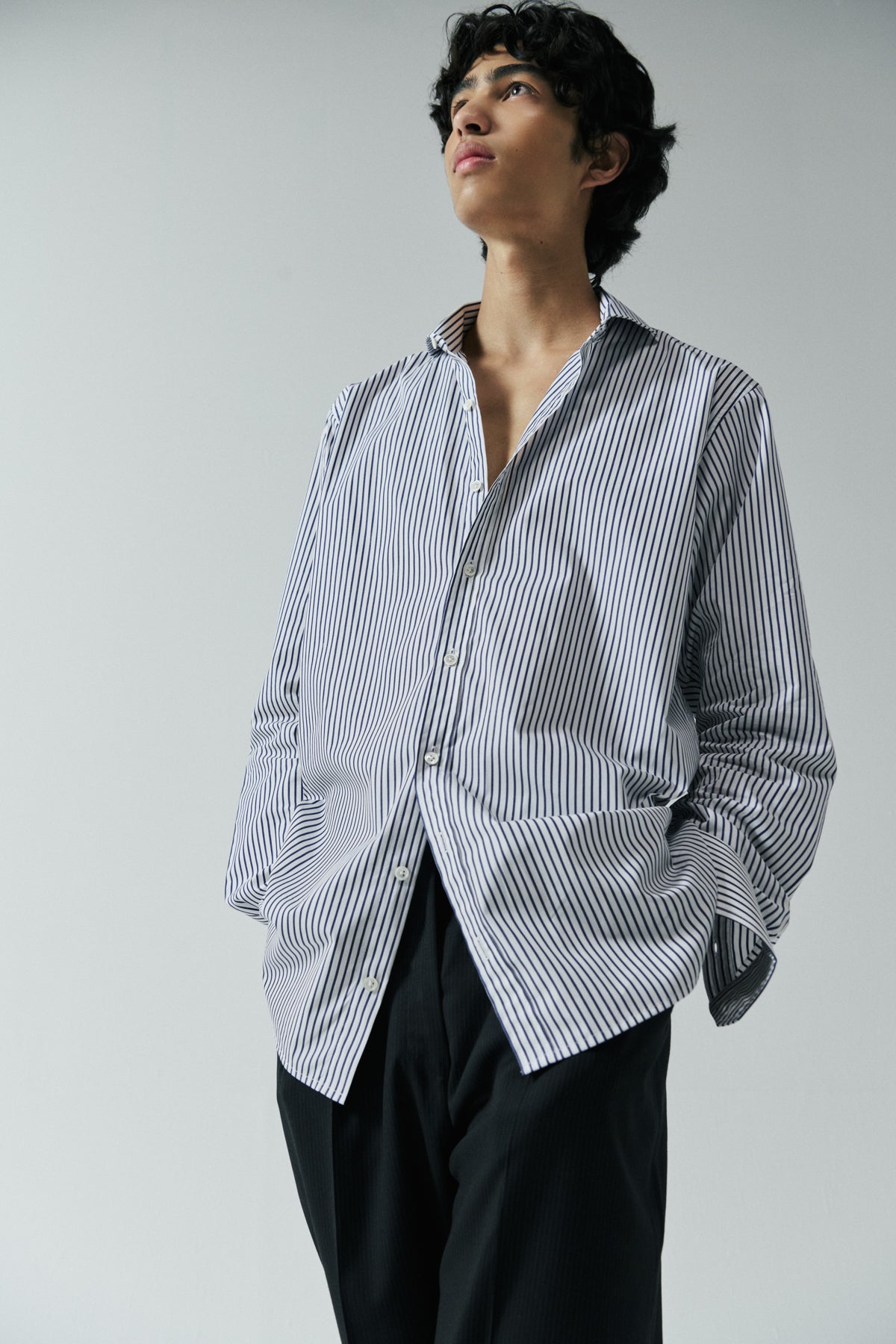 Chava Studio ELEGANT STRIPED SHIRT IN NAVY + WHITE