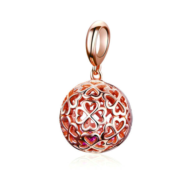 Silver Wholesalers Ball of Hearts Rose Gold Pendant