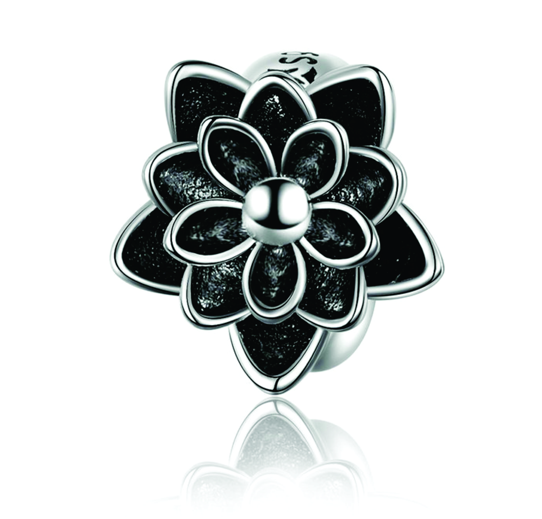 Silver Wholesalers Sterling Silver Black Lotus Flower Charm