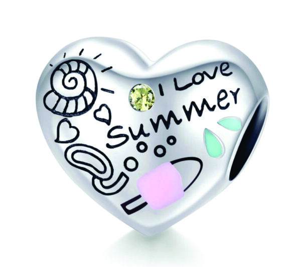 Silver Wholesalers Sterling Silver Heart Shaped I Love Summer Charm
