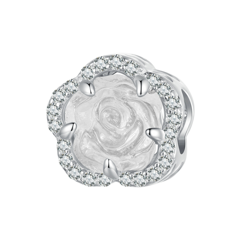 Silver Wholesalers Sterling Silver Crystal Ultraviolet Rose Charm