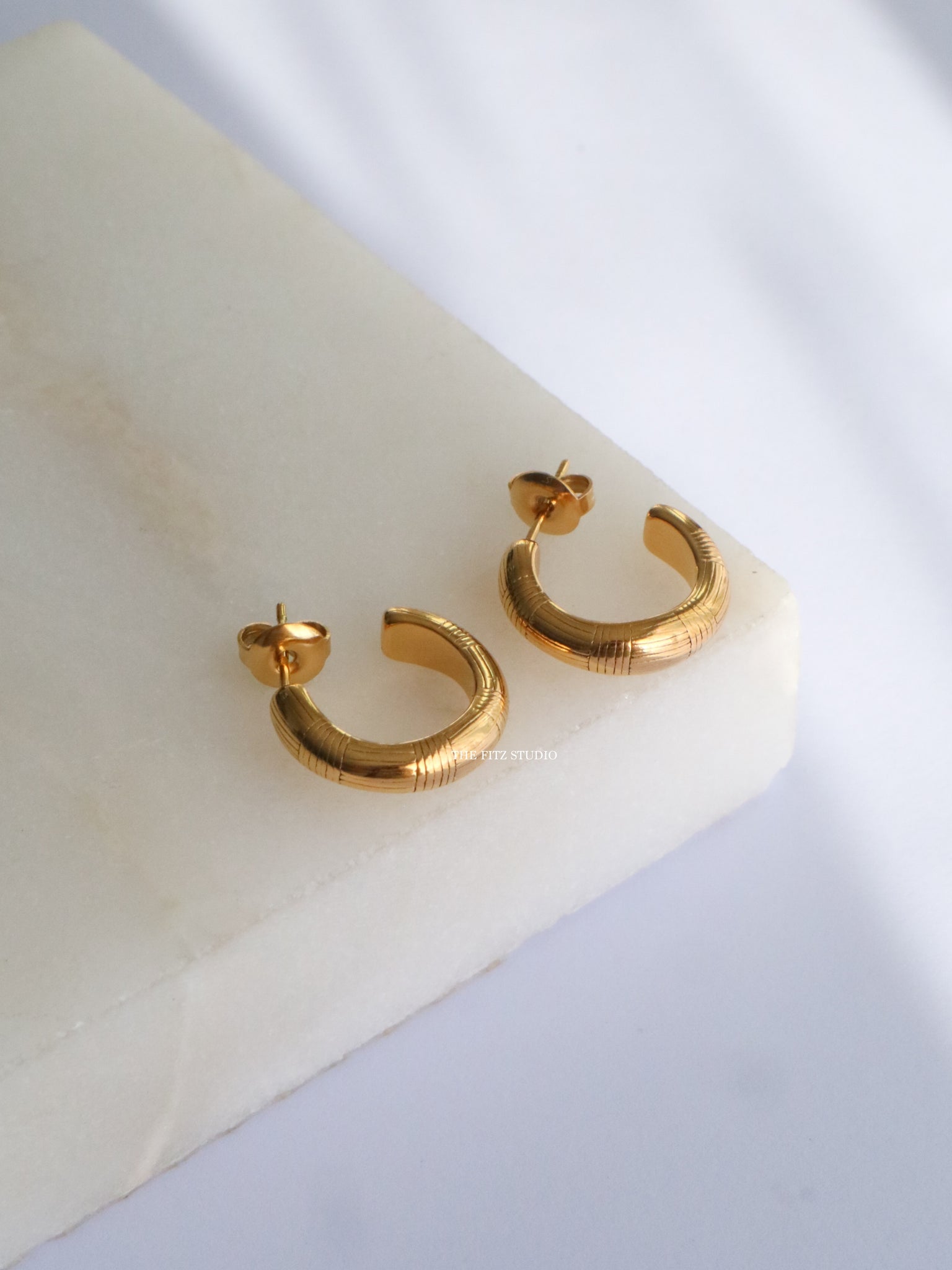 The Fitz Studio Curve Ancient Image Earrings - Waterproof