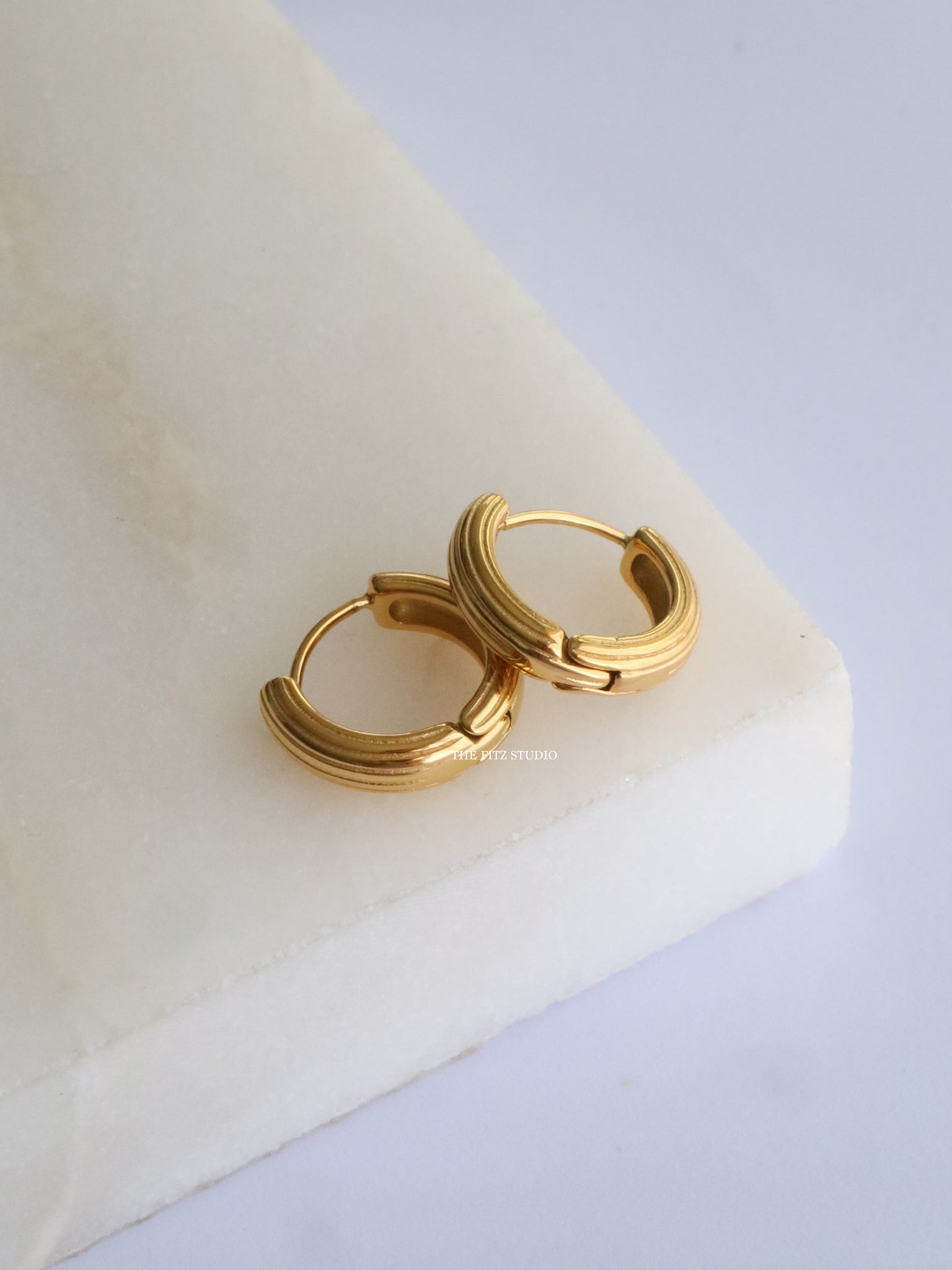 The Fitz Studio Basic Stripe Skin Hoop Earrings - Waterproof