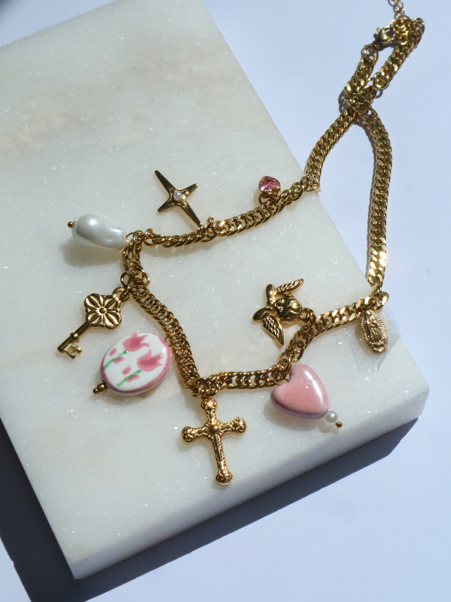 The Fitz Studio Pink Luna Charm Necklace - Waterproof