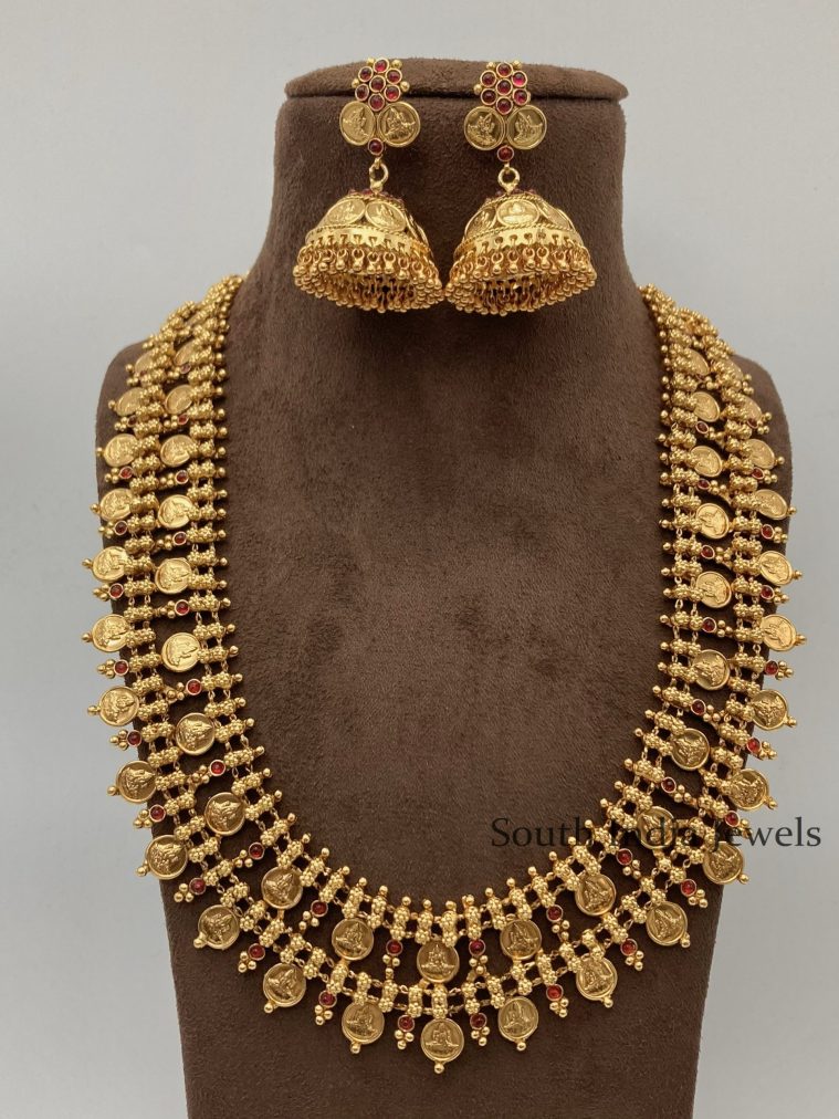 One Gram Gold Double Line Lakshmi Kasulaperu Haram