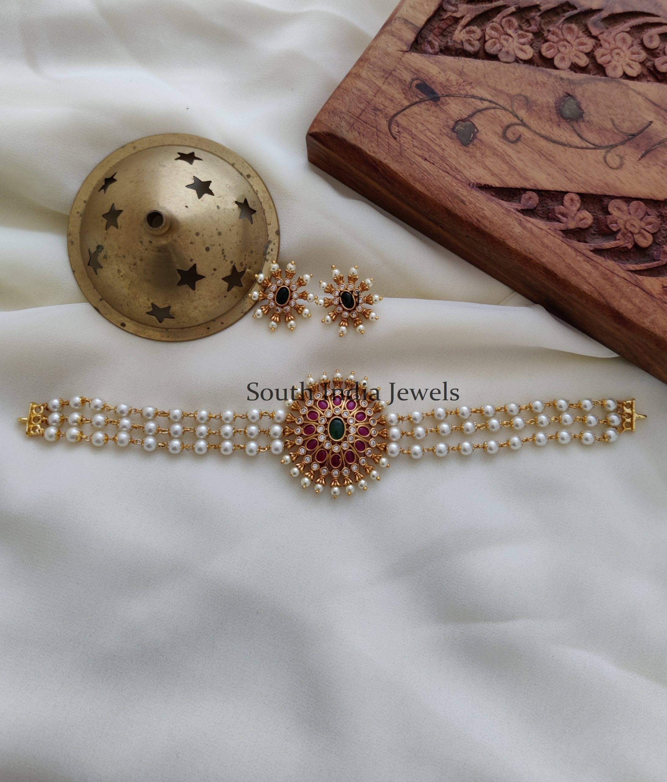South India Jewels Gorgeous Real Kemp Pearl Choker