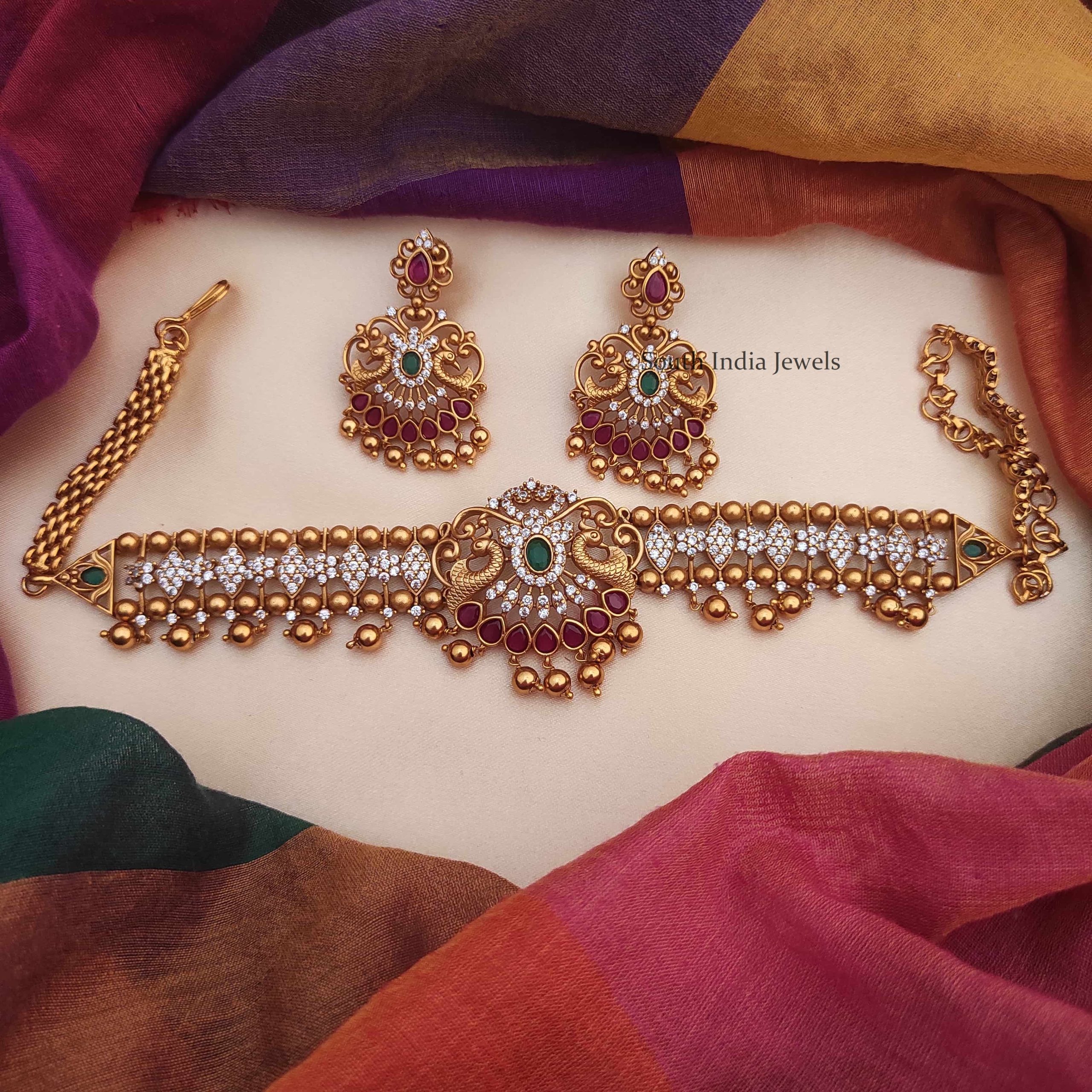 One Gram Gold CZ Stone Choker Set