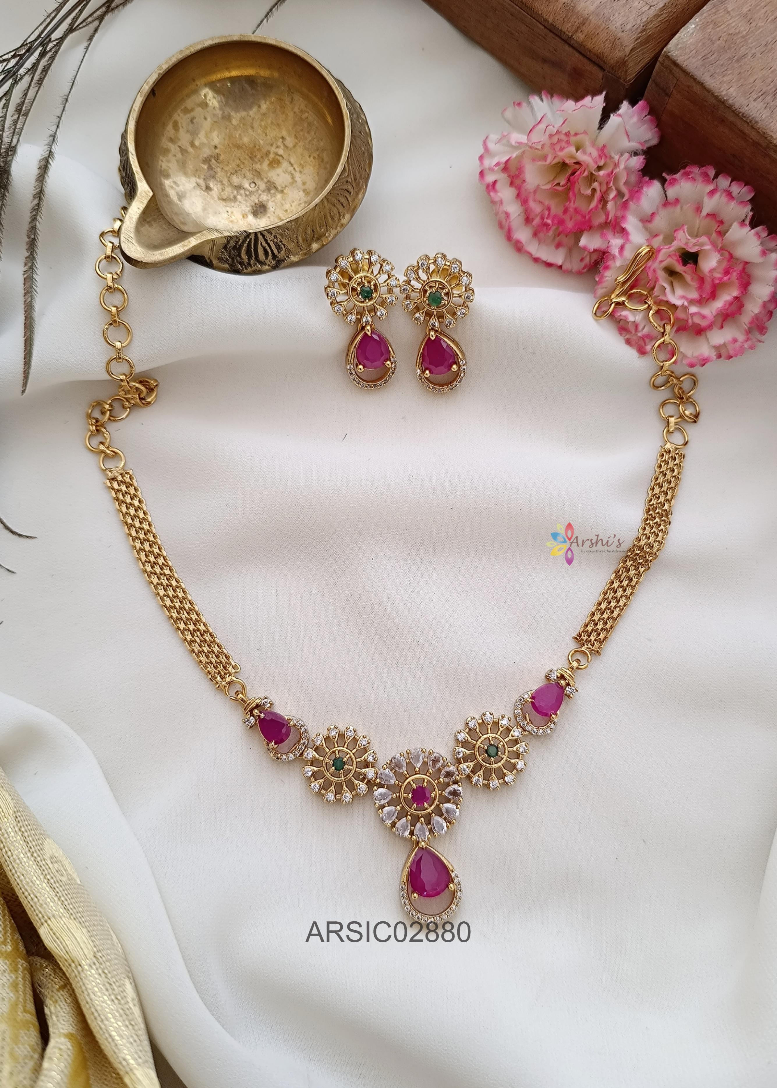 Arshi's White and Ruby Stone Choker