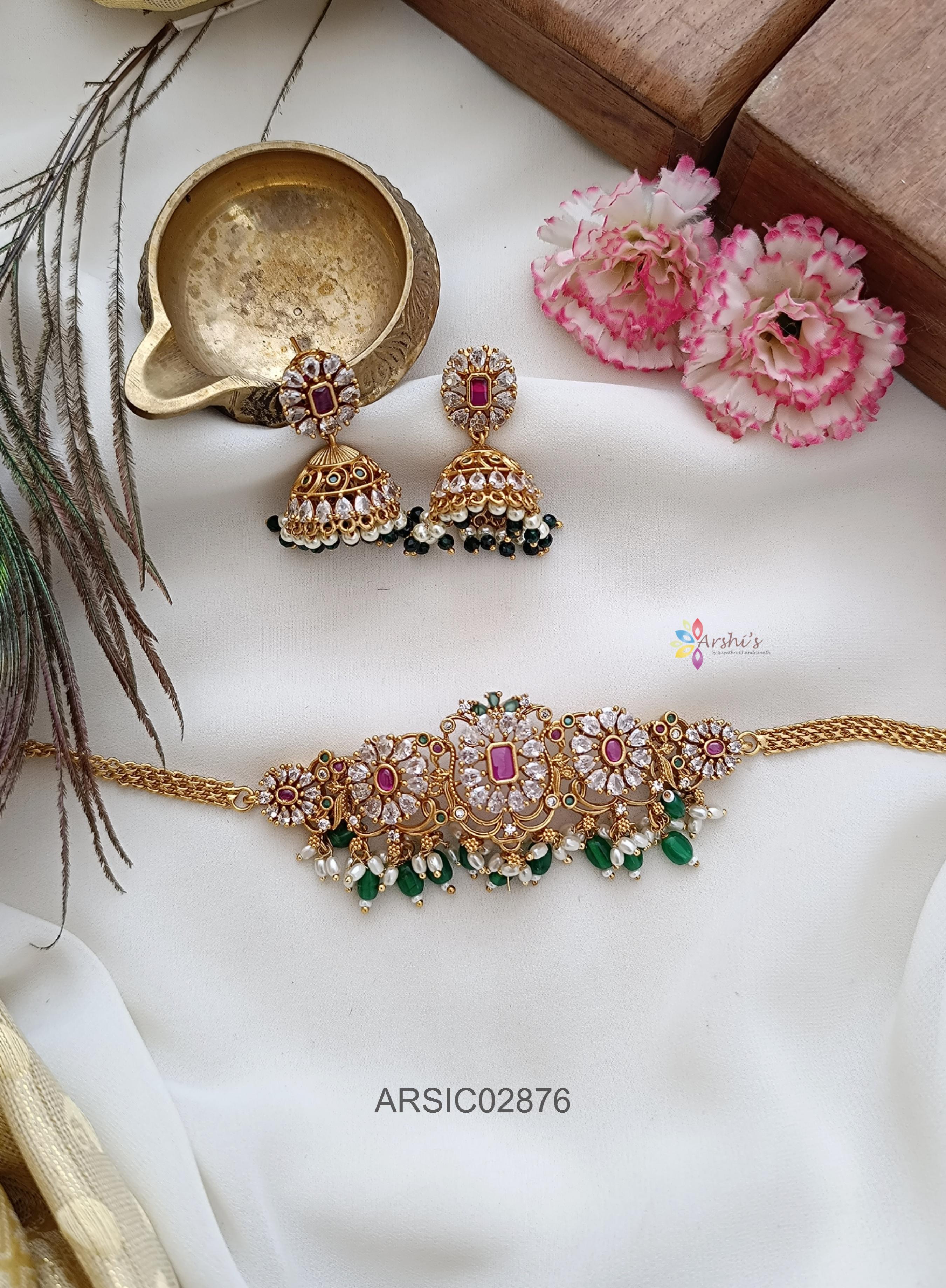 Arshi's Stone with Green Bead Choker