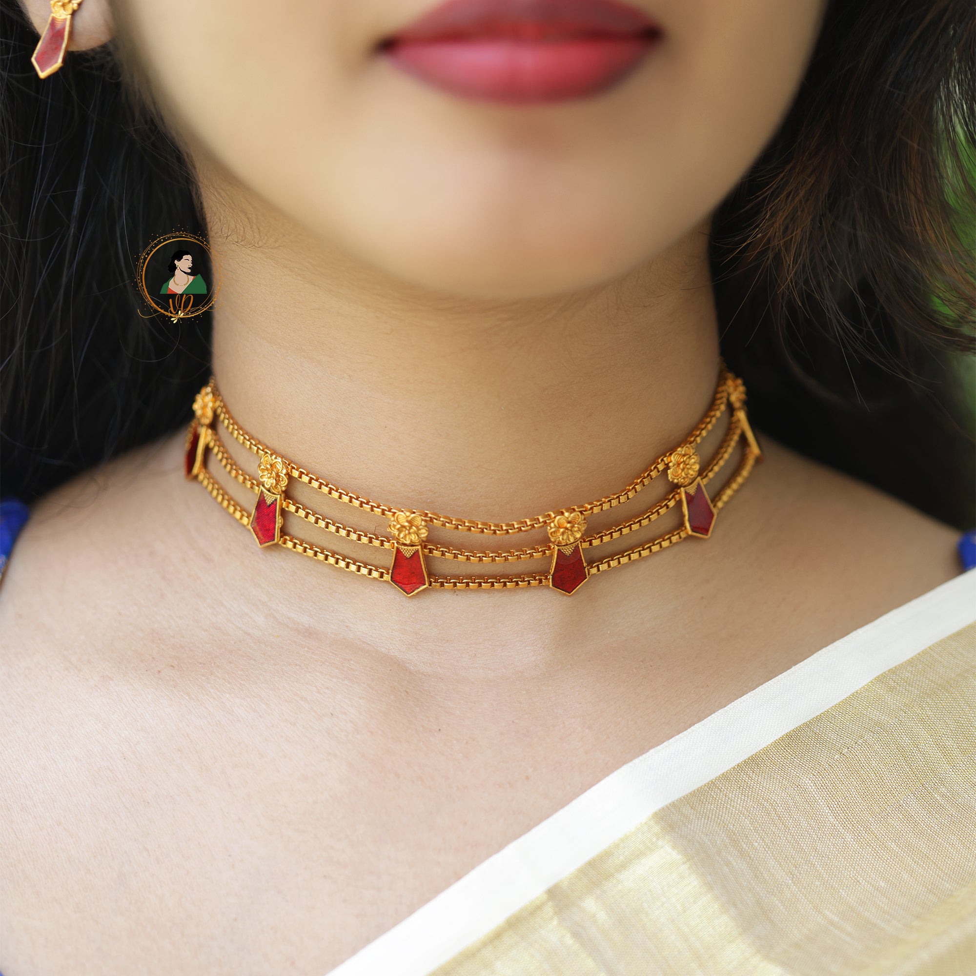 Varsha Designers Simple Ruby Palakka Choker
