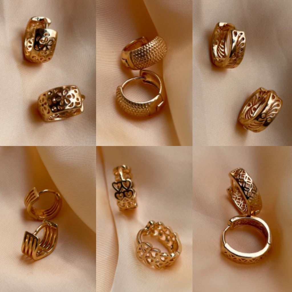Abdesigns Jewellery 6 Dailywear Gold & Rosegold Bali Earring Combo