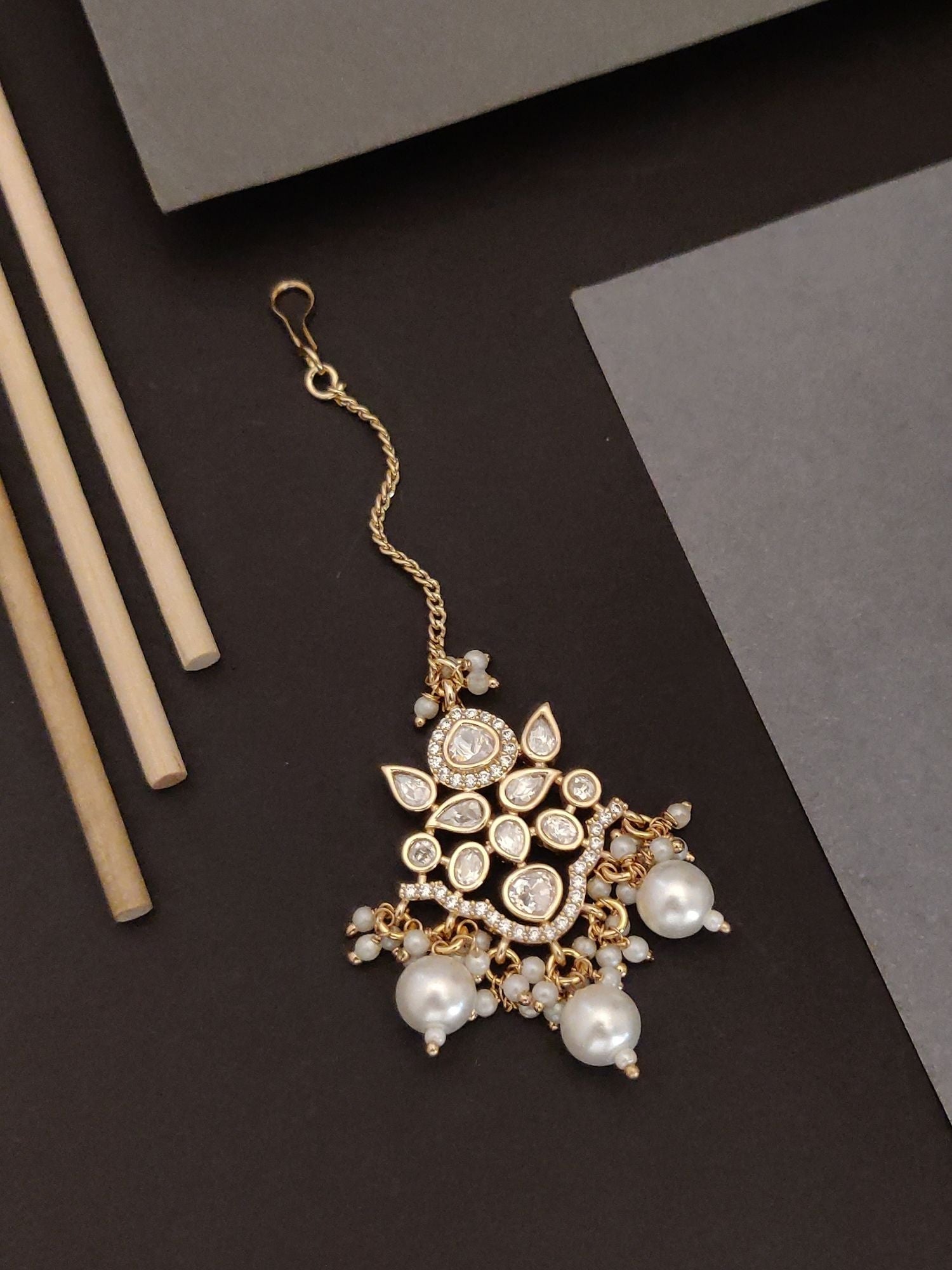 Abdesigns Jewellery Abdesigns Gold Plated Kundan Maangtikka