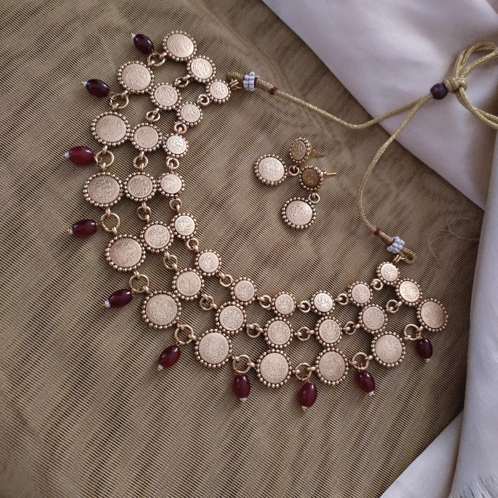 Devkriyaz Jewels 3 Layered necklace with ruby bead