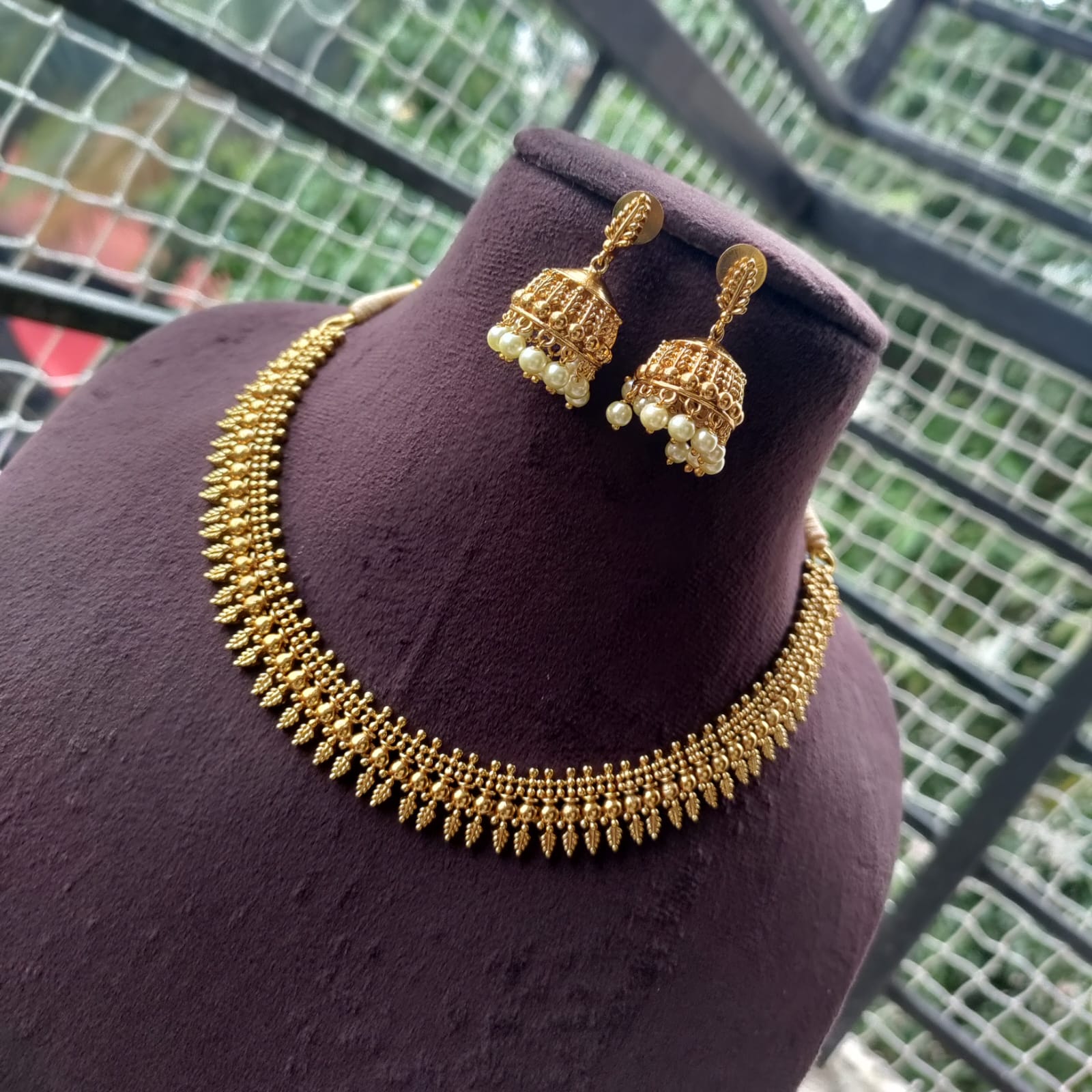 Antique Gold look alike mulla mottu necklace set