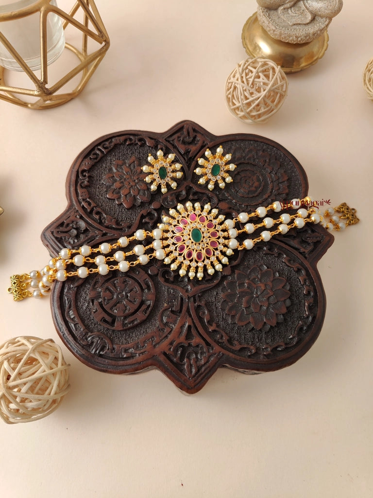 AJ Punnagai 3layered Pearl Choker