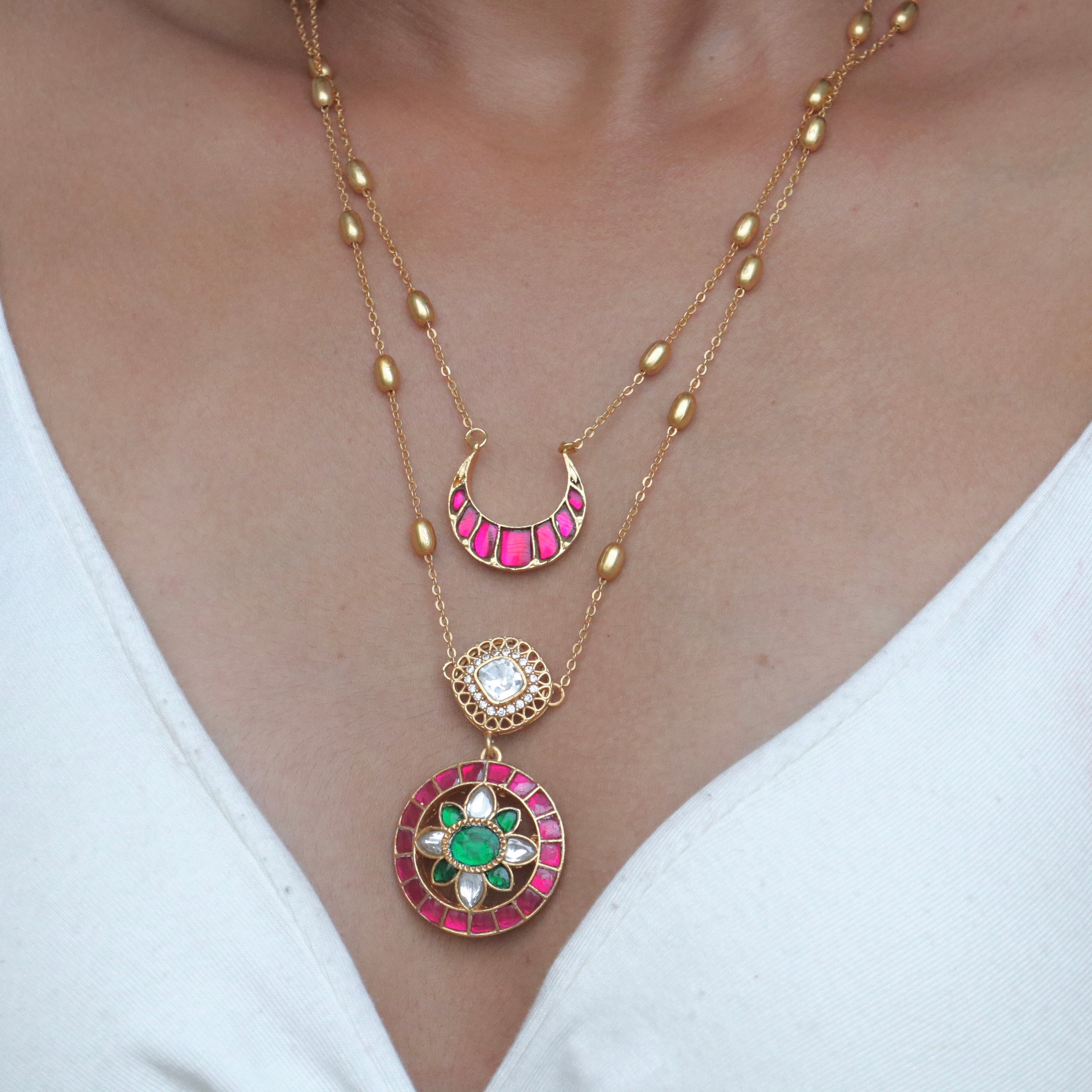 Accessory Villa 2 Layer Chaand Chain Necklace