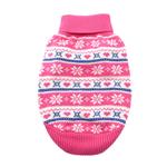 Doggie Design Combed Cotton Snowflake and Hearts Dog Sweater - Pink