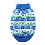 Doggie Design Combed Cotton Snowflake and Hearts Dog Sweater - Blue