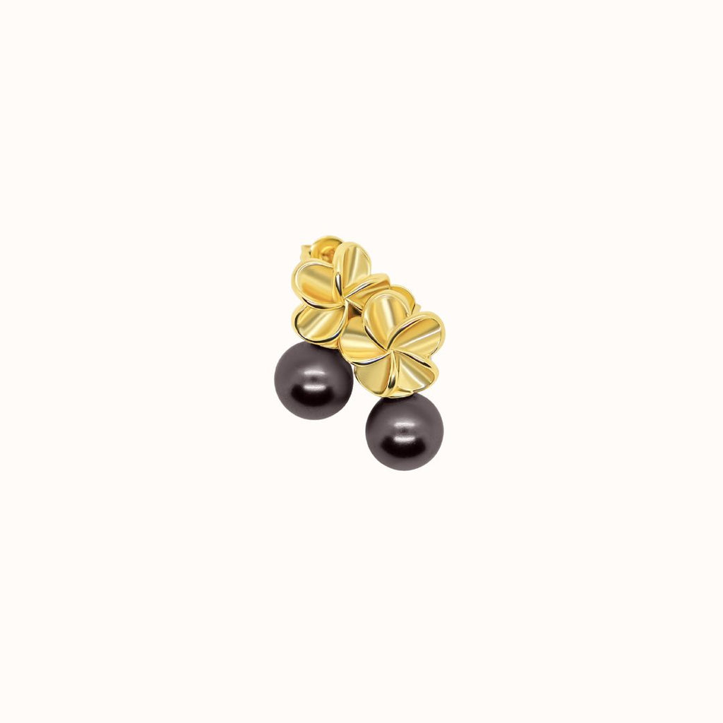 Ka 'Ohana Jewelry Momi Freshwater Pearl + Plumeria Studs
