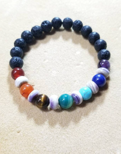 Wampanoag Shells 7 Chakra Wampum Stretch Bracelet