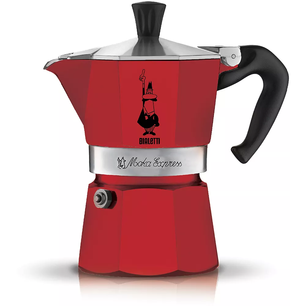 Good Wish Coffee BIALETTI Moka Express Red (3 Cups) - Made in Italy (Original)